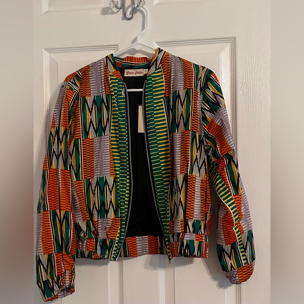 Small colorful print bomber lightweight jacket. Brand new with tags